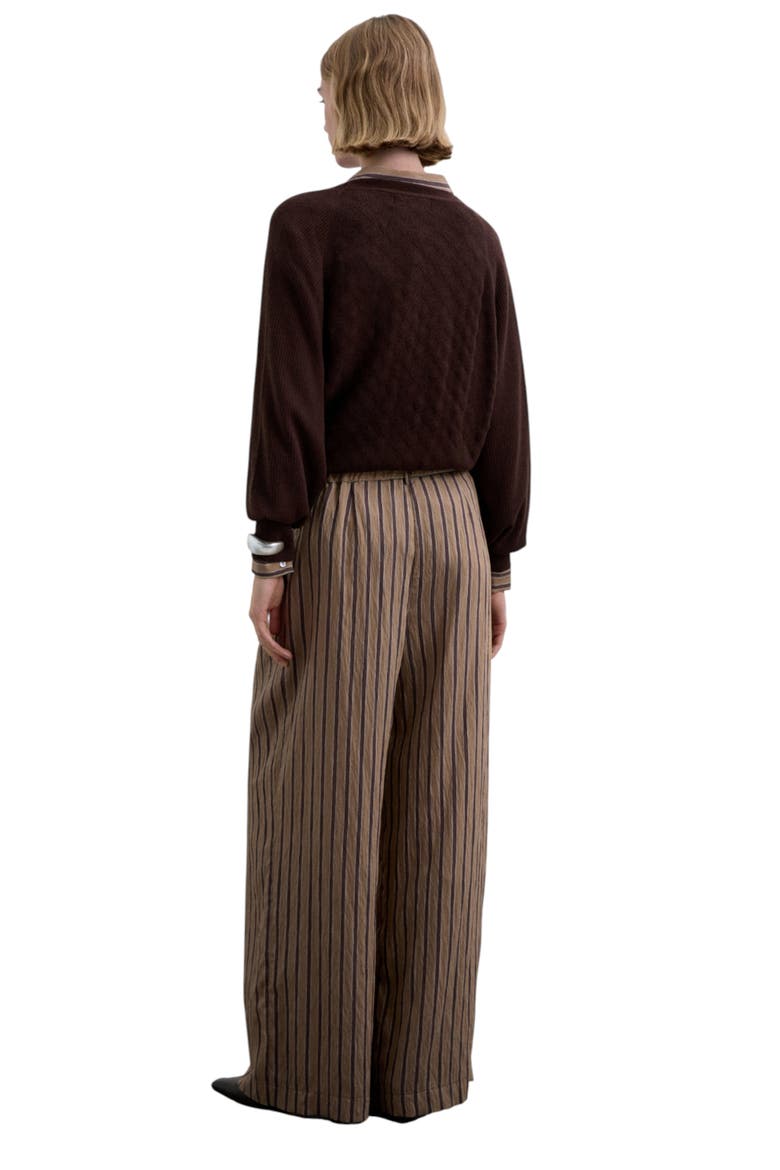 Striped Pleated Trousers, Alternate, color, Brownstripes