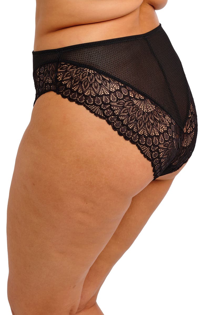 Elomi Tiernie Lace Trim Mesh Briefs, Alternate, color, Black