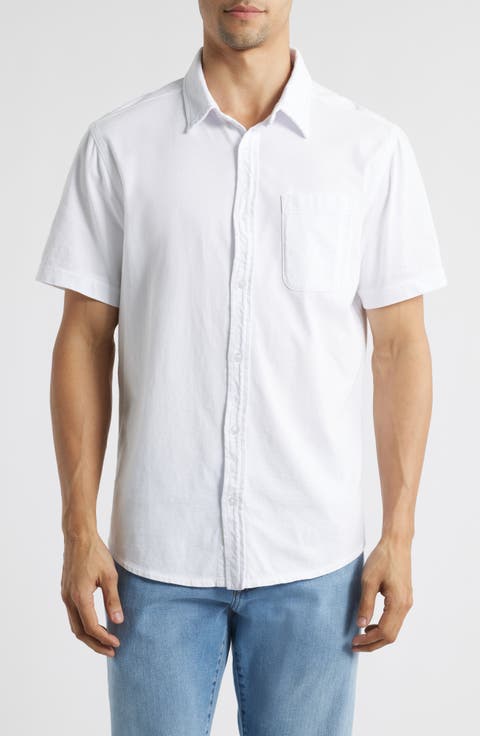 Saltaire Organic Cotton Knit Short Sleeve Button-Up Shirt