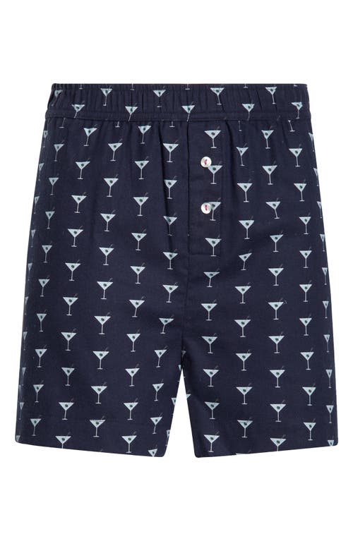 Open Edit Print Cozy Flannel Boxer Pajama Shorts In Blue