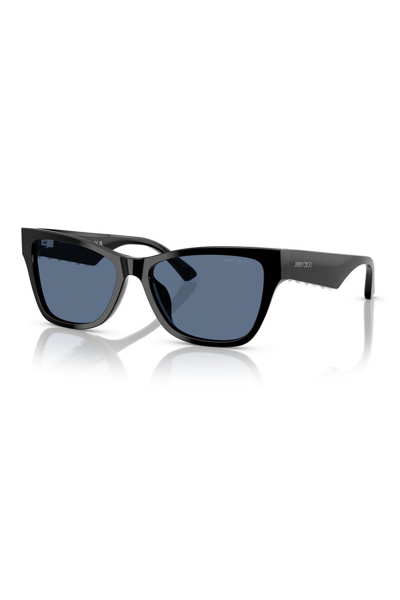 55mm Pillow Sunglasses, Alternate, color, BLACK BLUE