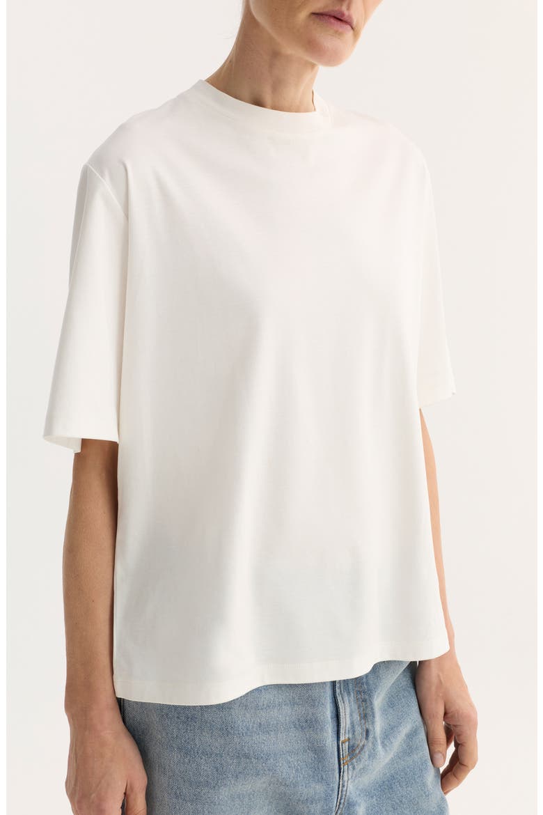 Oversize Cotton, Modal & Silk Crewneck T-Shirt, Alternate, color, OFF WHITE
