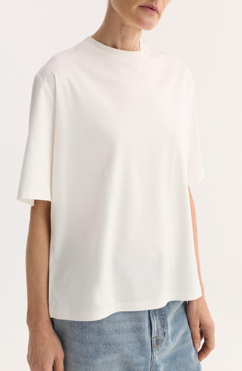 Róhe Oversize Cotton, Modal & Silk Crewneck T-Shirt, Alternate, color, Off White