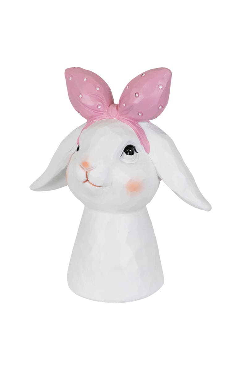 Northlight Easter Bunny Bust with Hair Bow - 7.5" - White and Pink, Alternate, color, White