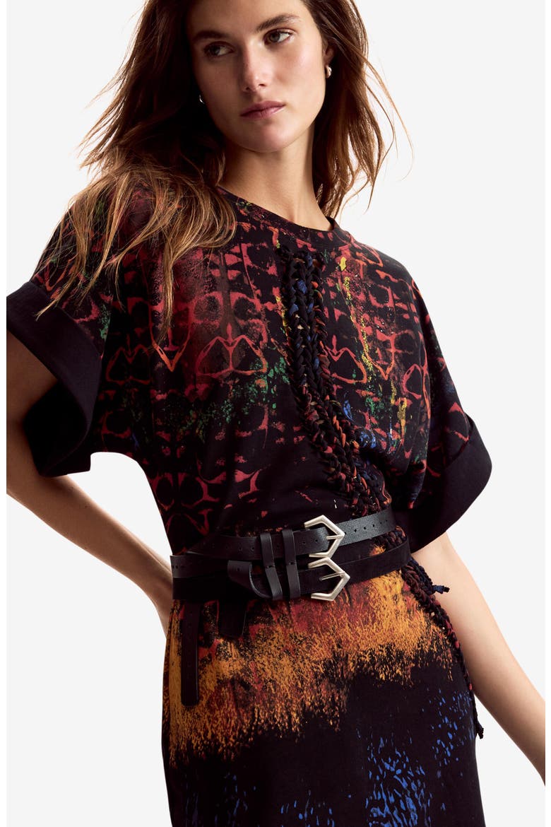 Printed T-Shirt Minidress, Alternate, color, BLACK MULTI