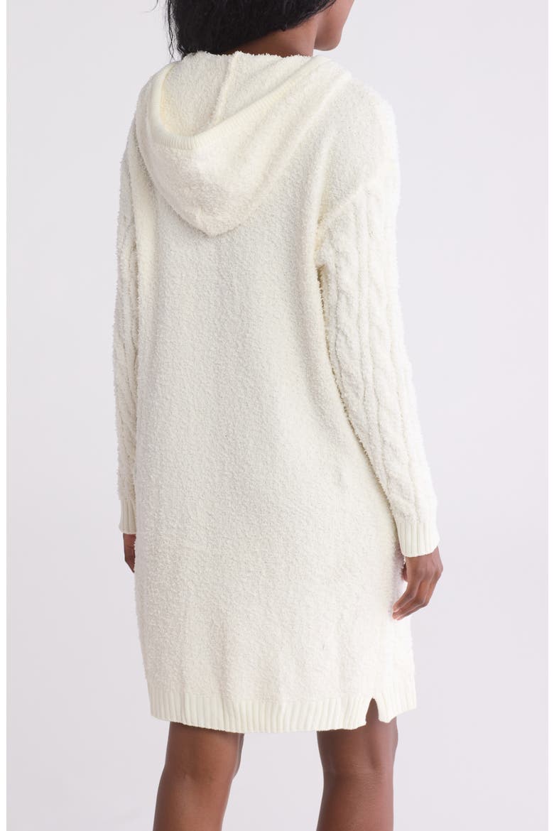Cable Stitch Longline Hooded Lounge Dress, Alternate, color, MARSHMALLOW