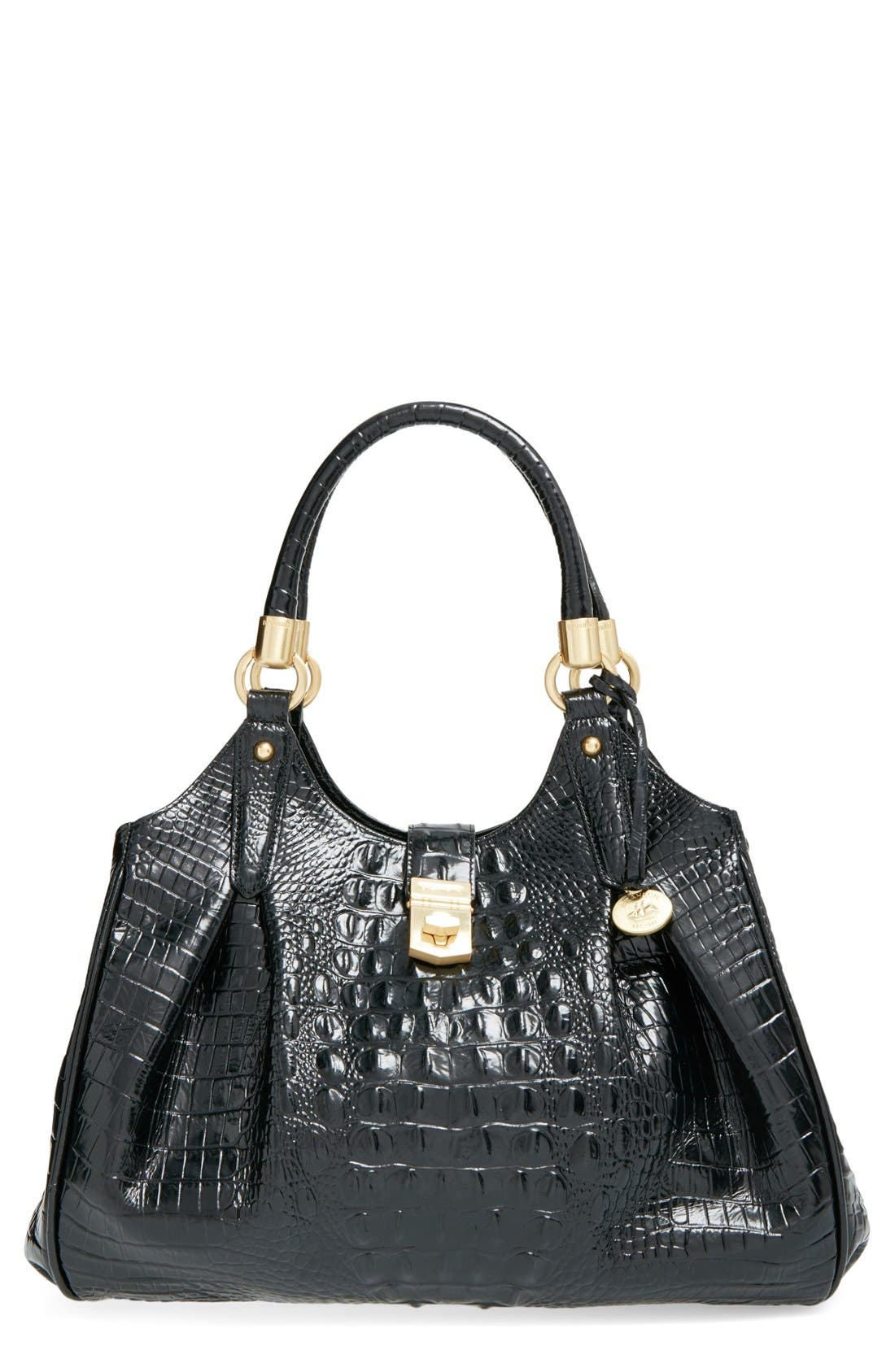 Brahmin Elisa Croc Embossed Leather Shoulder Bag, Main, color, 