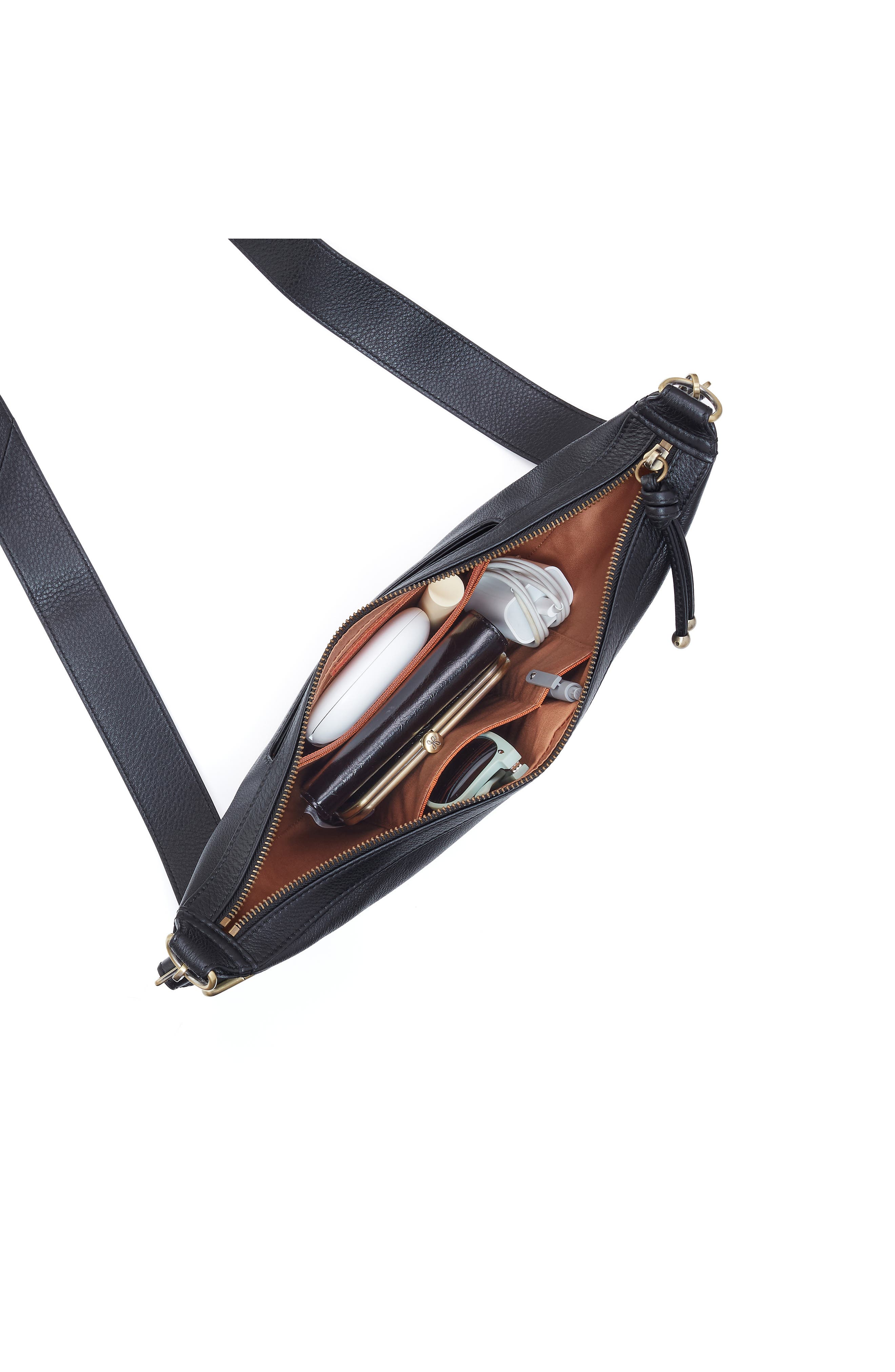 HOBO Carmen Leather Sling Bag, Alternate, color, Black