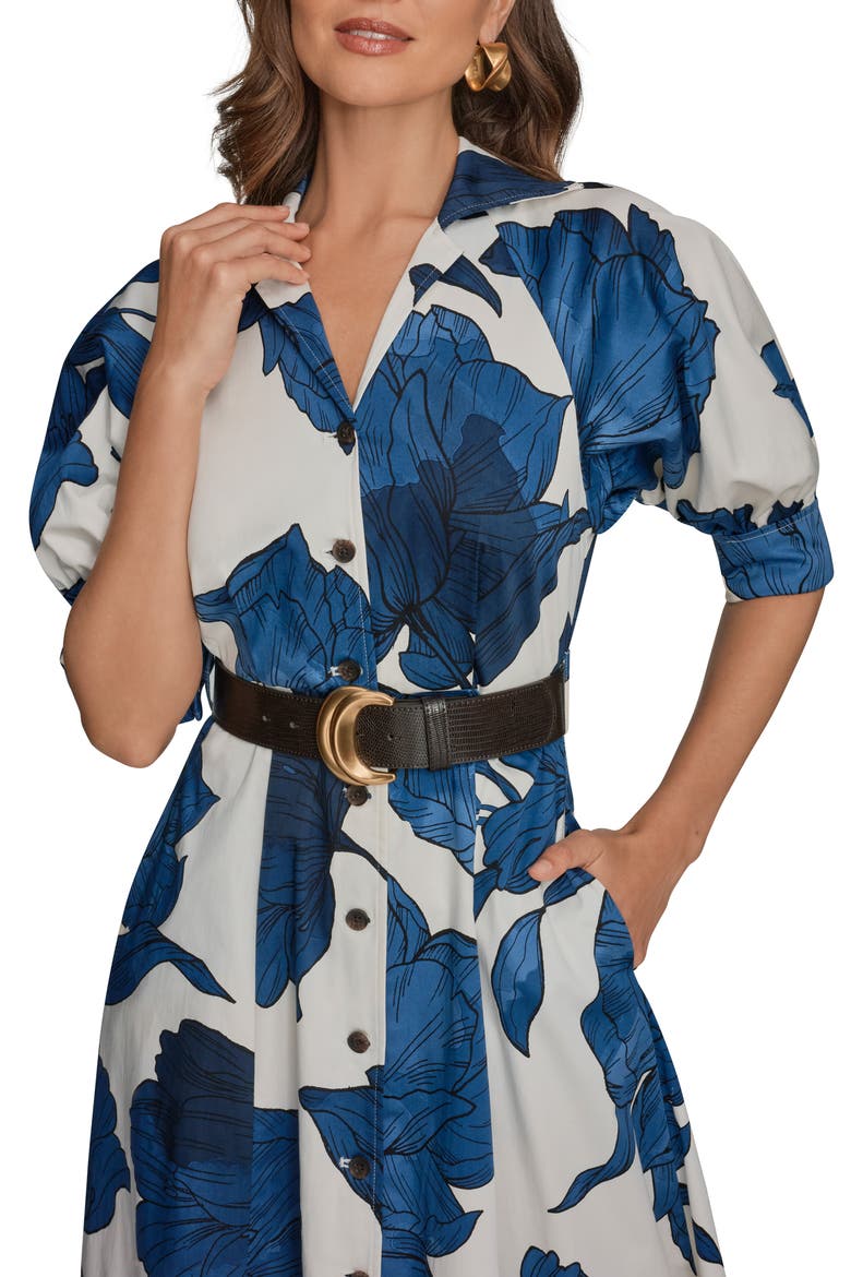 Belted Stretch Cotton Shirtdress, Alternate, color, CREAM/ NIGHTFALL MULTI