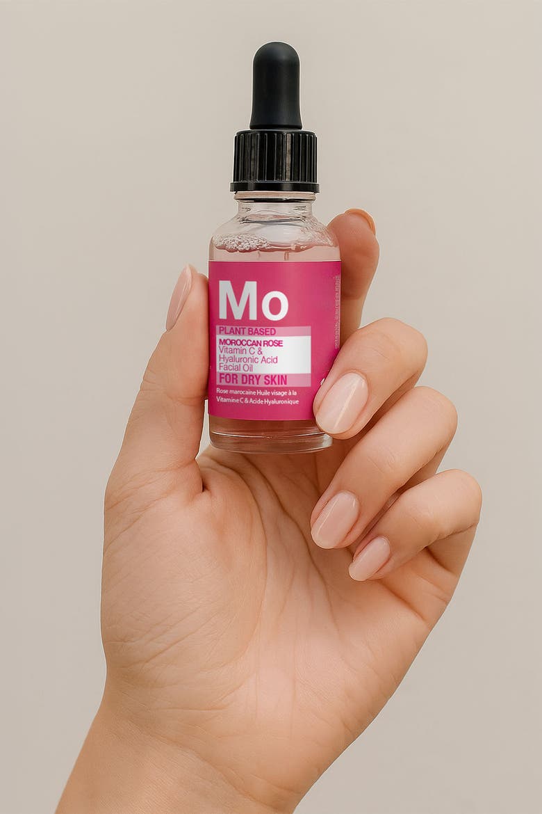 Moroccan Rose Facial Oil with Hyaluronic Acid & Vitamin C 15ml for Dryness, Fine Lines & Wrinkles, Alternate, color, White