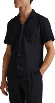 Reiss Nitus Herringbone Camp Shirt