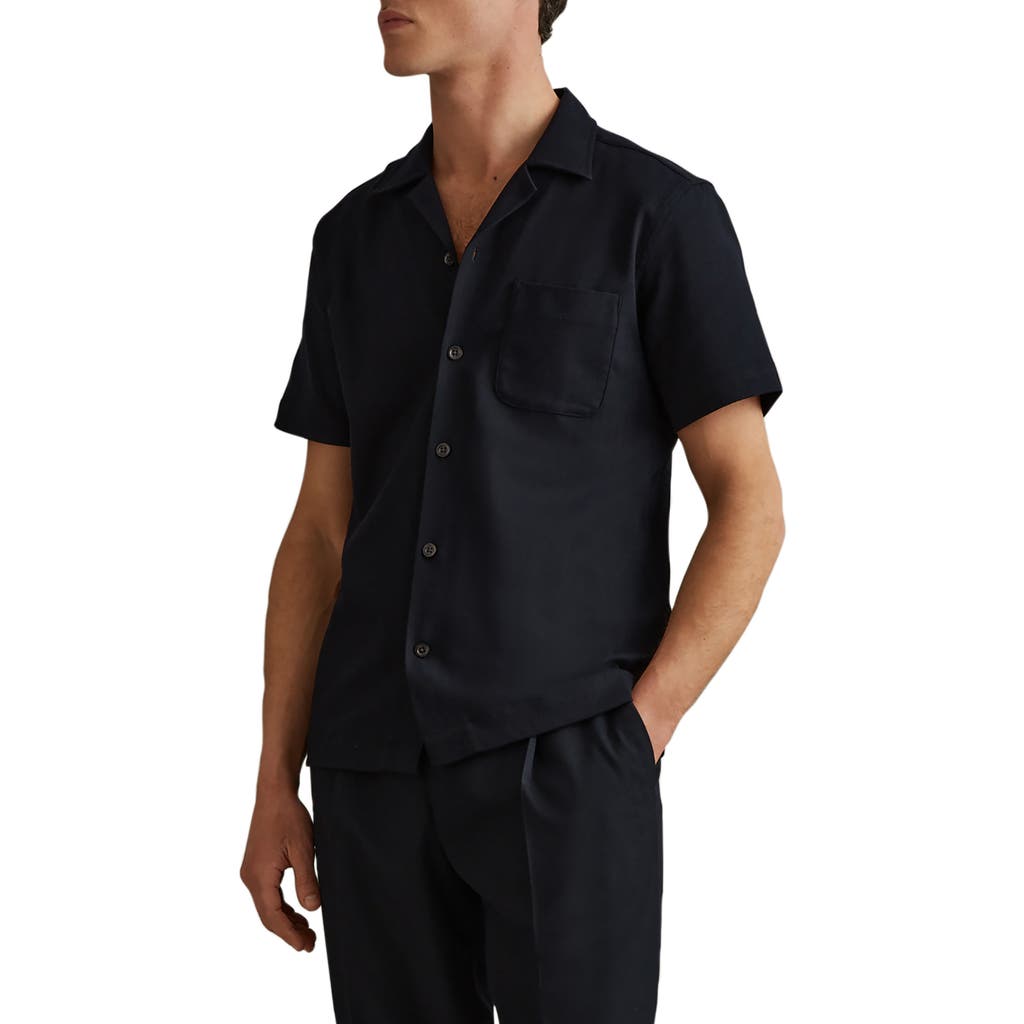 Reiss Nitus Herringbone Regular Fit Button Down Camp Shirt