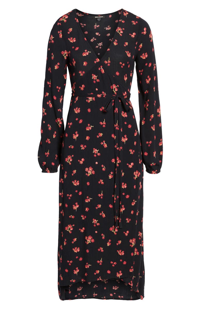 Billabong Forever Wild Floral Print Wrap Dress, Alternate, color, 