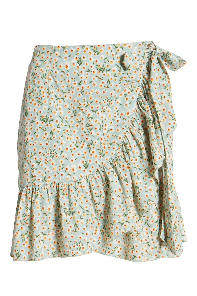 Flourishing Dreams High Waist Wrap Skirt, Alternate, color, MINT GREEN FLORAL PRINT