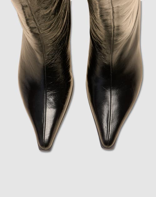 Mi/mai Vivienne Low Heel Crinkled Boots In Black