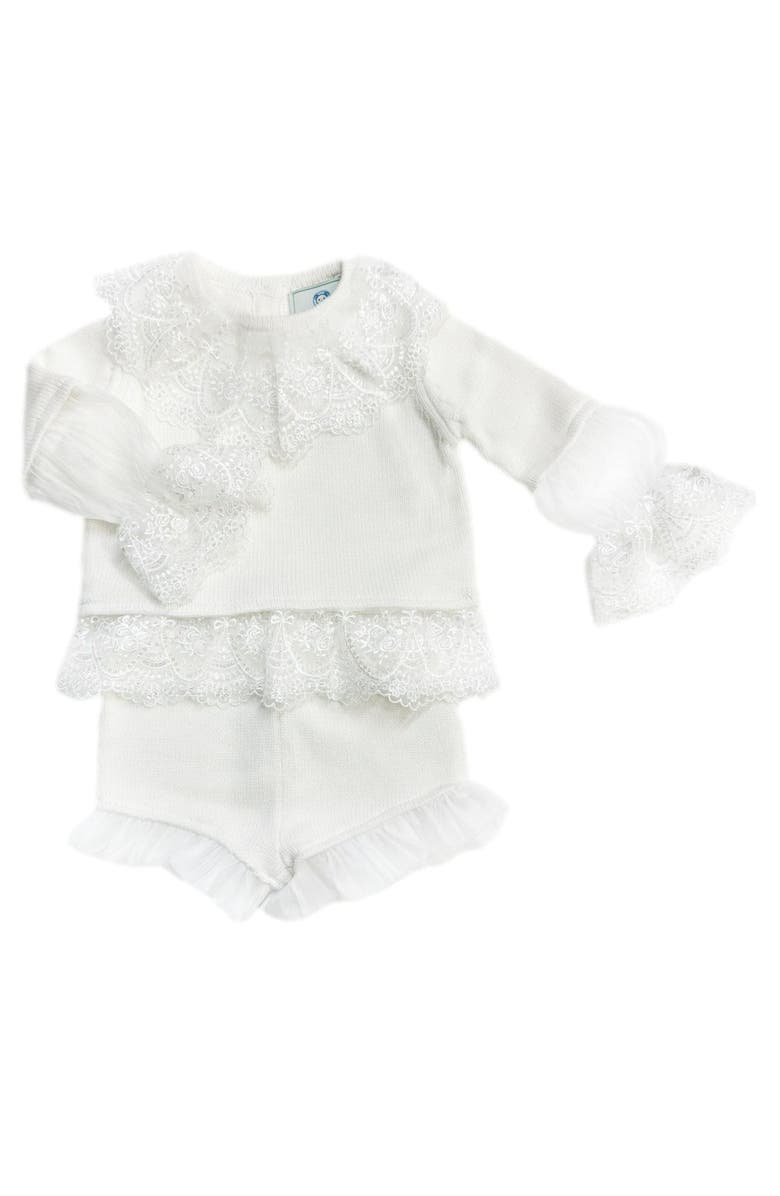 Petite Maison Kids Emma Cotton and Lace Top and Shorts Set, Main, color, White