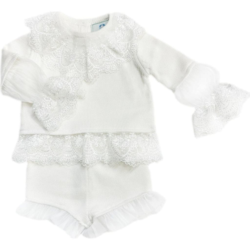 Petite Maison Kids Emma Cotton and Lace Top and Shorts Set in White  product