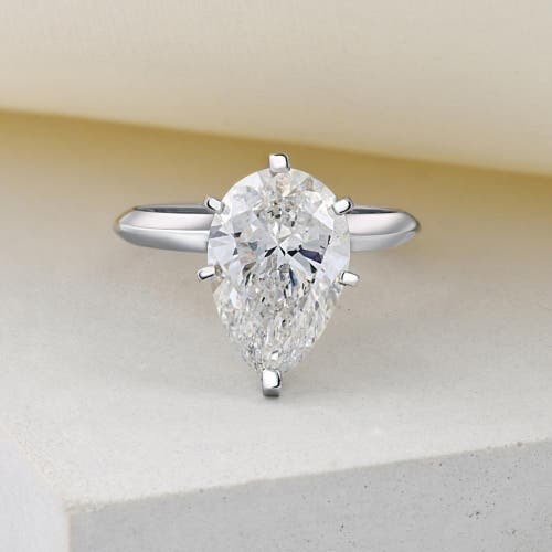 Bliss Diamond 3ct Platinum Pear Shaped Diamond 6-prong Solitaire Engagement Ring Lab Grown In Platinum