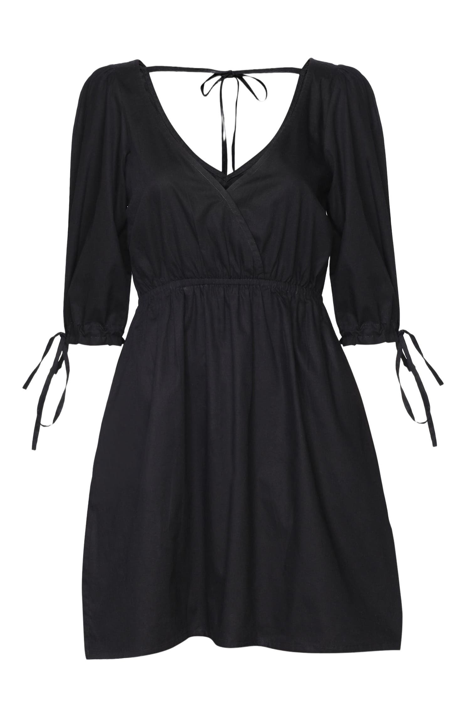 Gathered Elbow Sleeve Short Dress - image 2