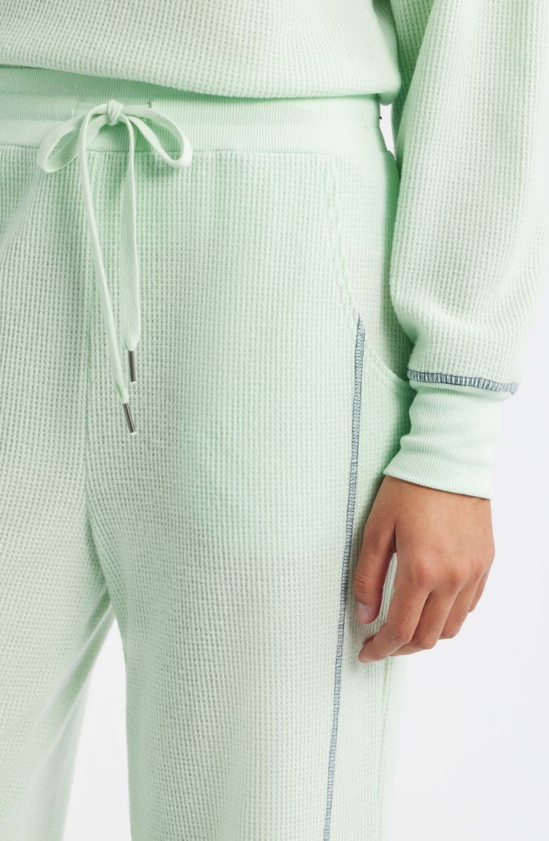 CITY BLUES Contrast Stitch Waffle Knit Lounge Pants, Alternate, color, Mint
