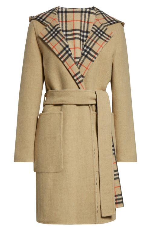 Burberry Checked-detail Wrap Coat In Brown