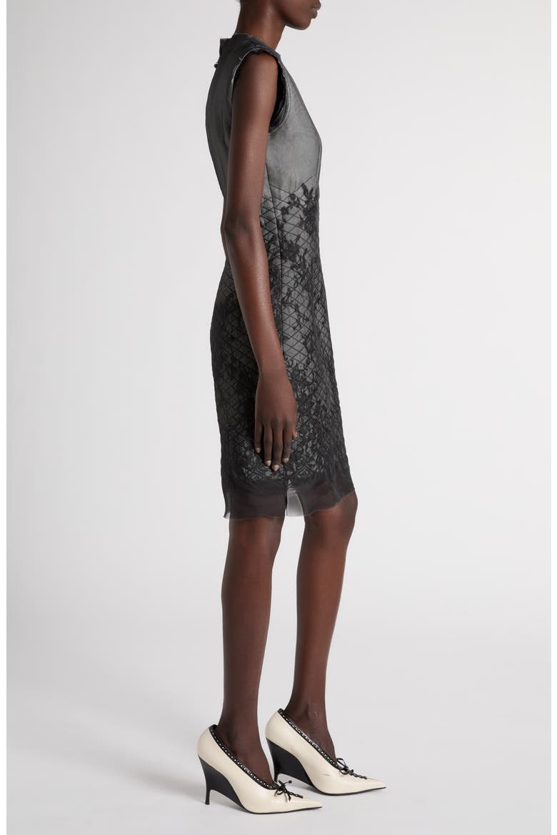 Quilted Silk Lace Minidress, Alternate, color, BLACK