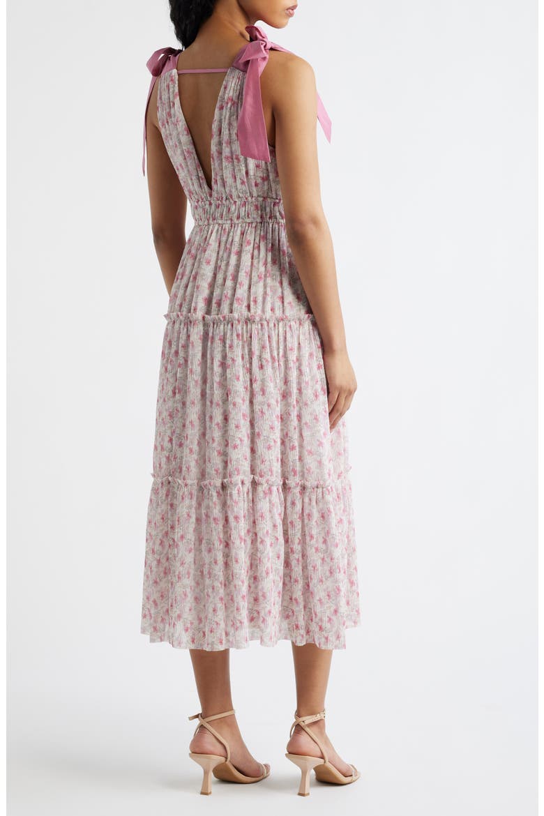 Devin Floral Tie Strap Midi Dress, Alternate, color, PINK FLORAL
