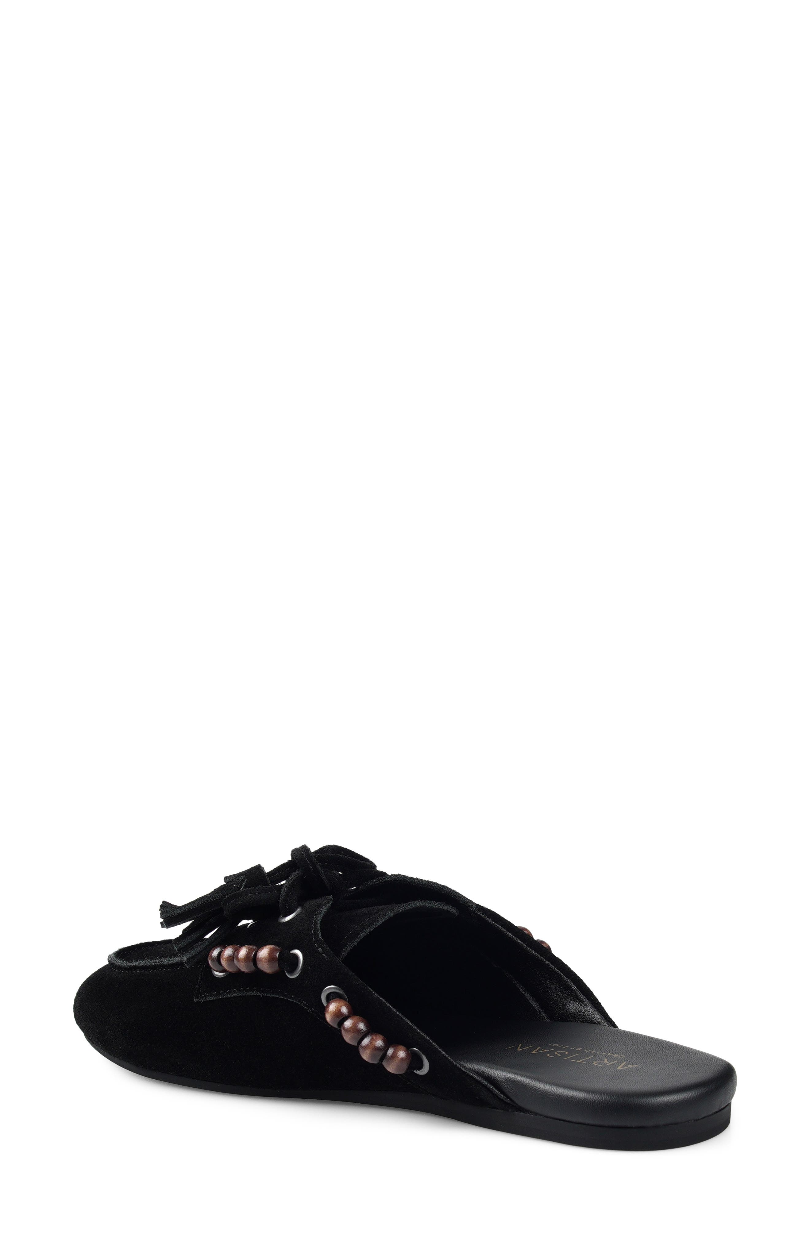 Juana Tassel Mule, Alternate, color, BLACK SUEDE