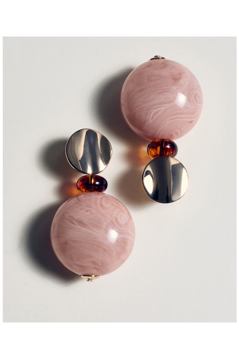 Combined Bead Drop Earrings, Alternate, color, PASTEL PINK