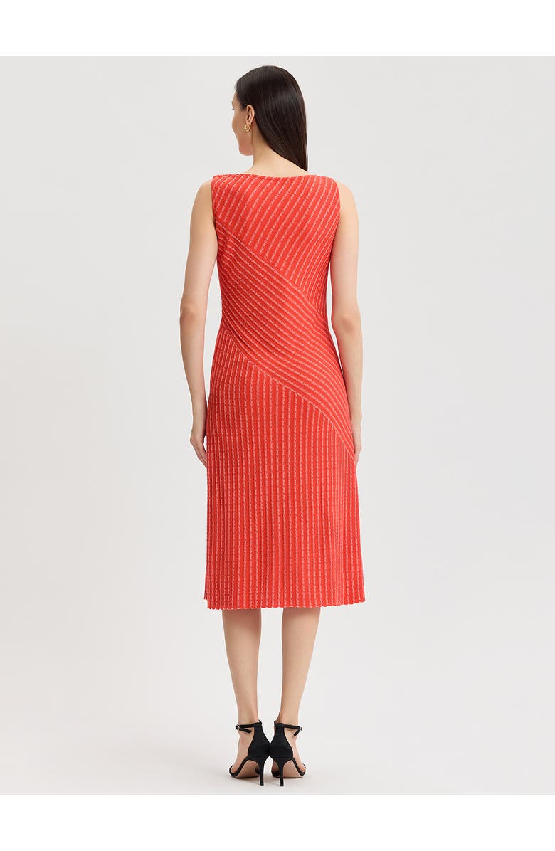 Misook Striped Lined Soft Knit Midi Dress, Alternate, color, Cherry Ember/Biscotti