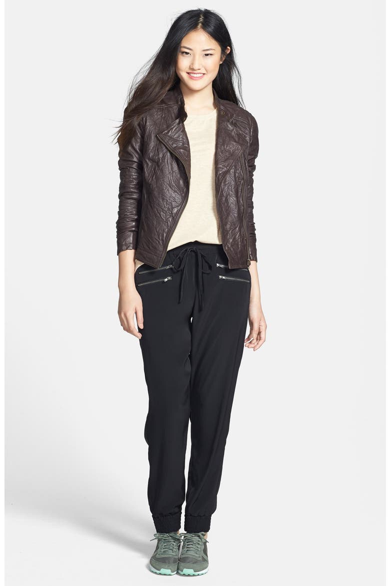 Zip Detail Track Pants, Alternate, color, BLACK