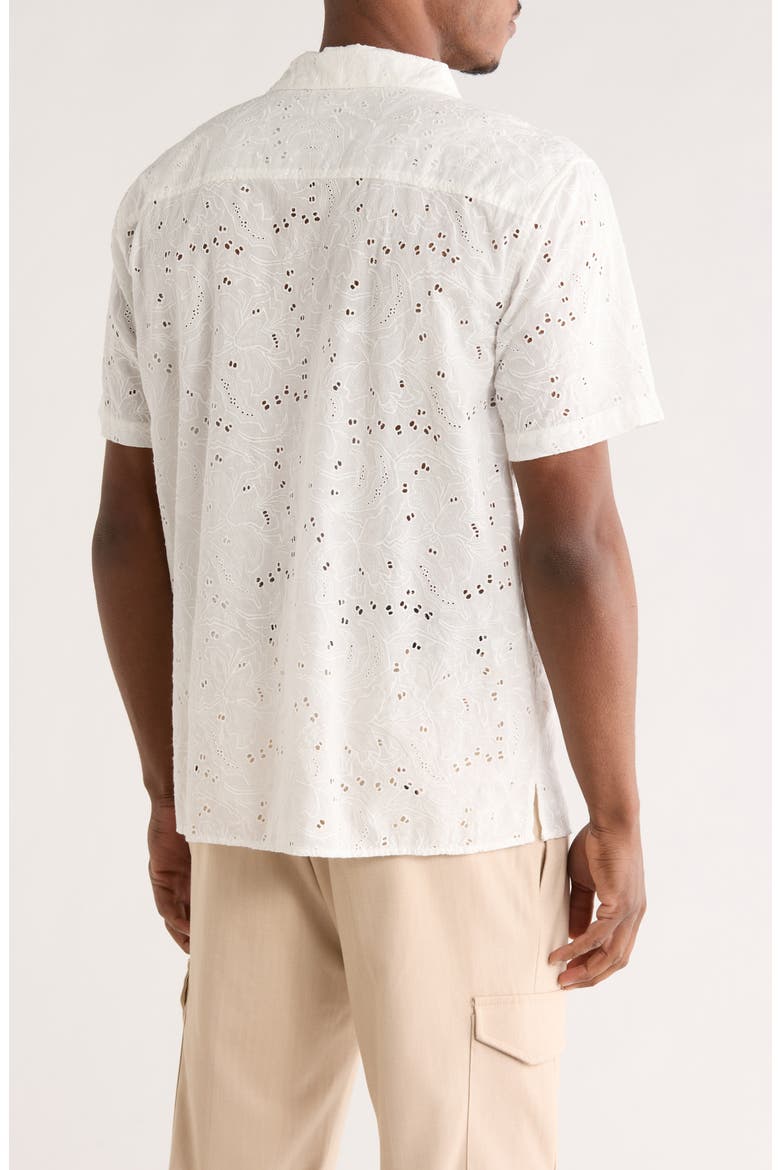 Riviera Cotton Short Sleeve Shirt, Alternate, color, WHITE FLORAL EYELET