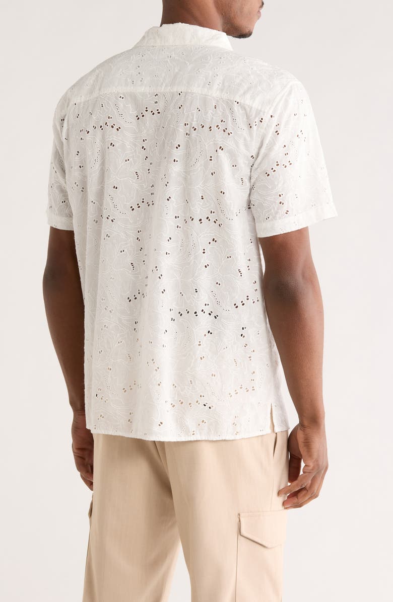Bonobos Riviera Cotton Short Sleeve Shirt, Alternate, color, White Floral Eyelet