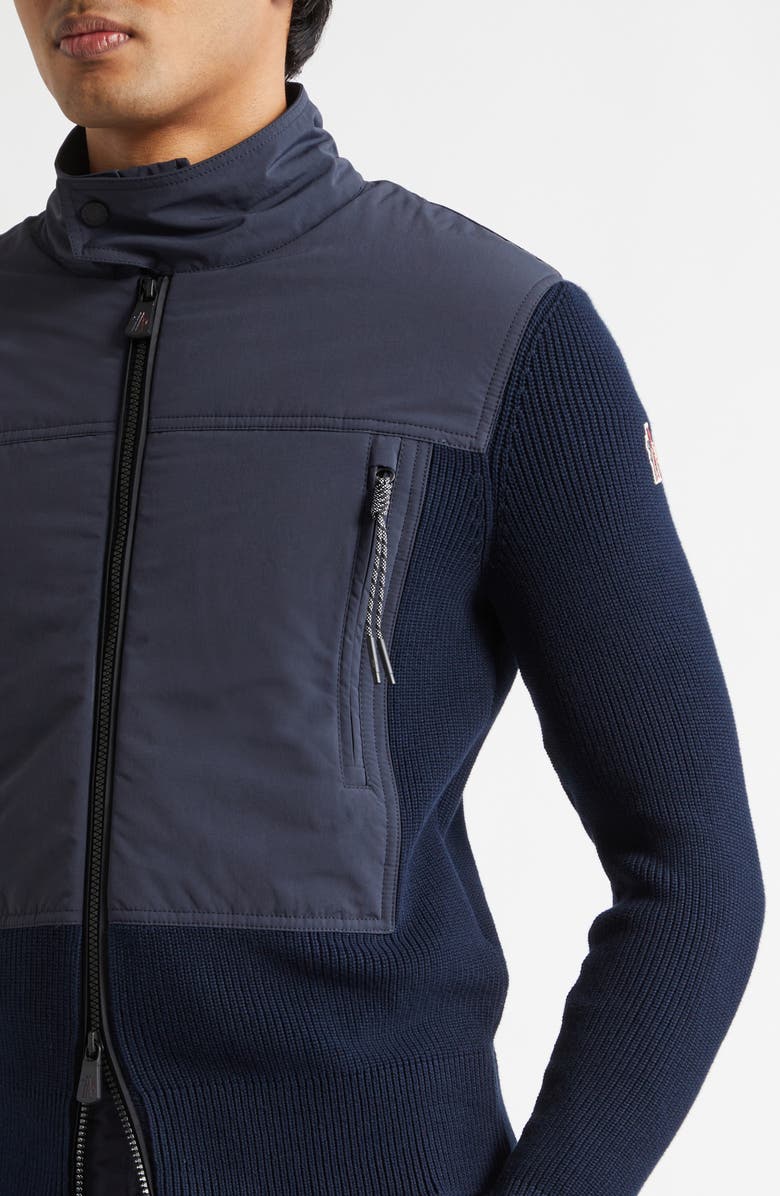 Moncler Grenoble Hybrid Down Fill Zip-Up Cotton Cardigan, Alternate, color, Navy Blue