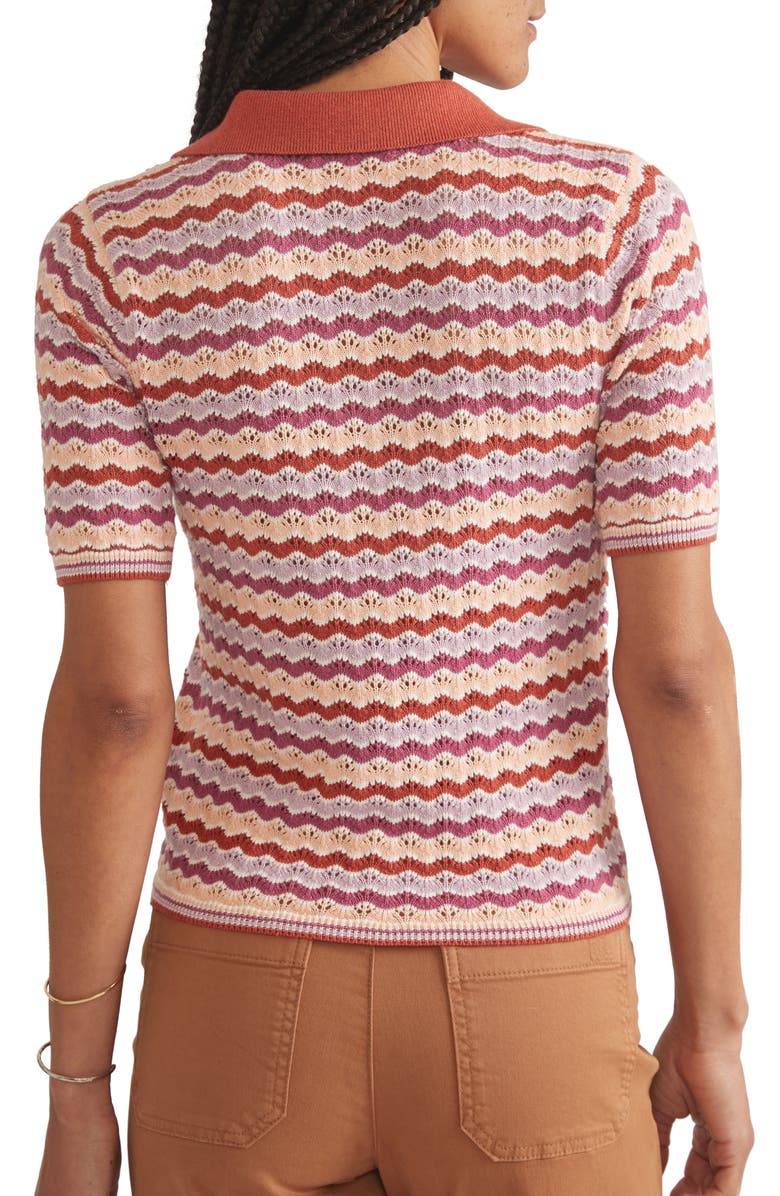 Marine Layer Spencer Open Stitch Short Sleeve Polo Sweater, Alternate, color,
