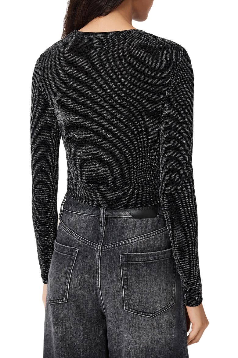Skylar Metallic Twist Front Top, Alternate, color, SILVER/ BLACK