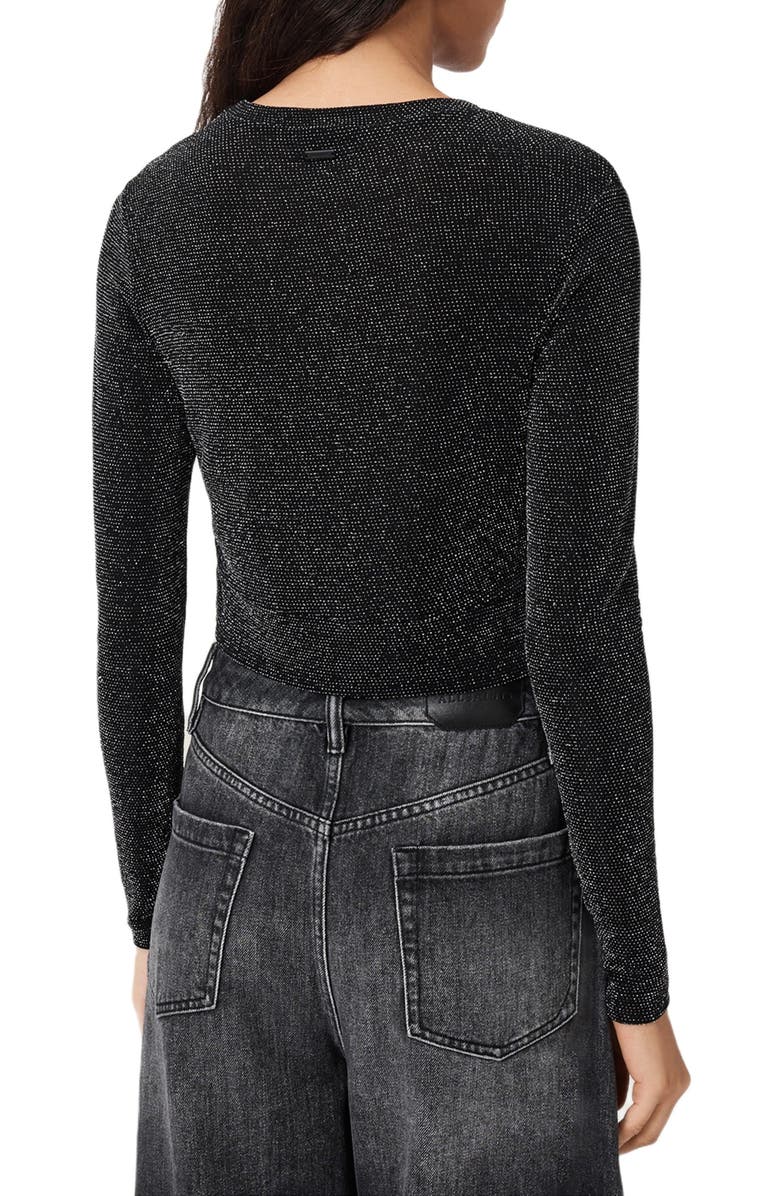 AllSaints Skylar Metallic Twist Front Top, Alternate, color, Silver/ Black