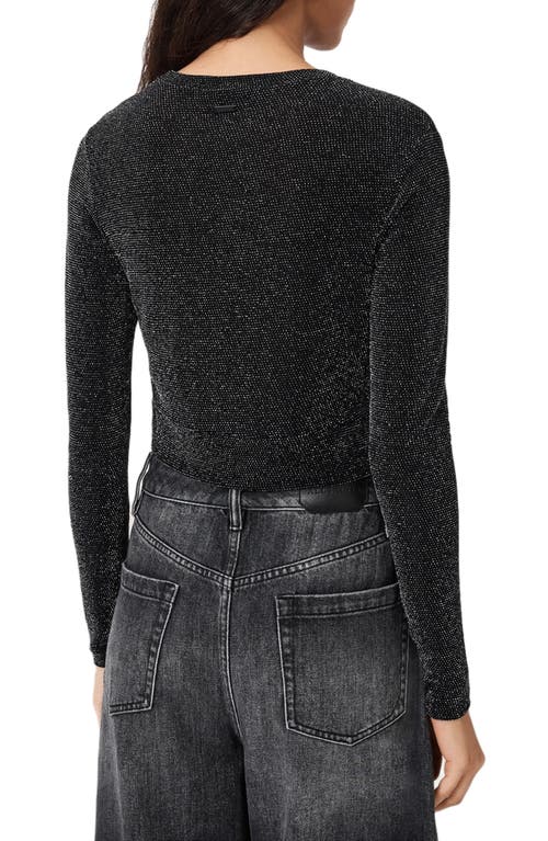 Allsaints Skylar Metallic Twist Front Top In Black