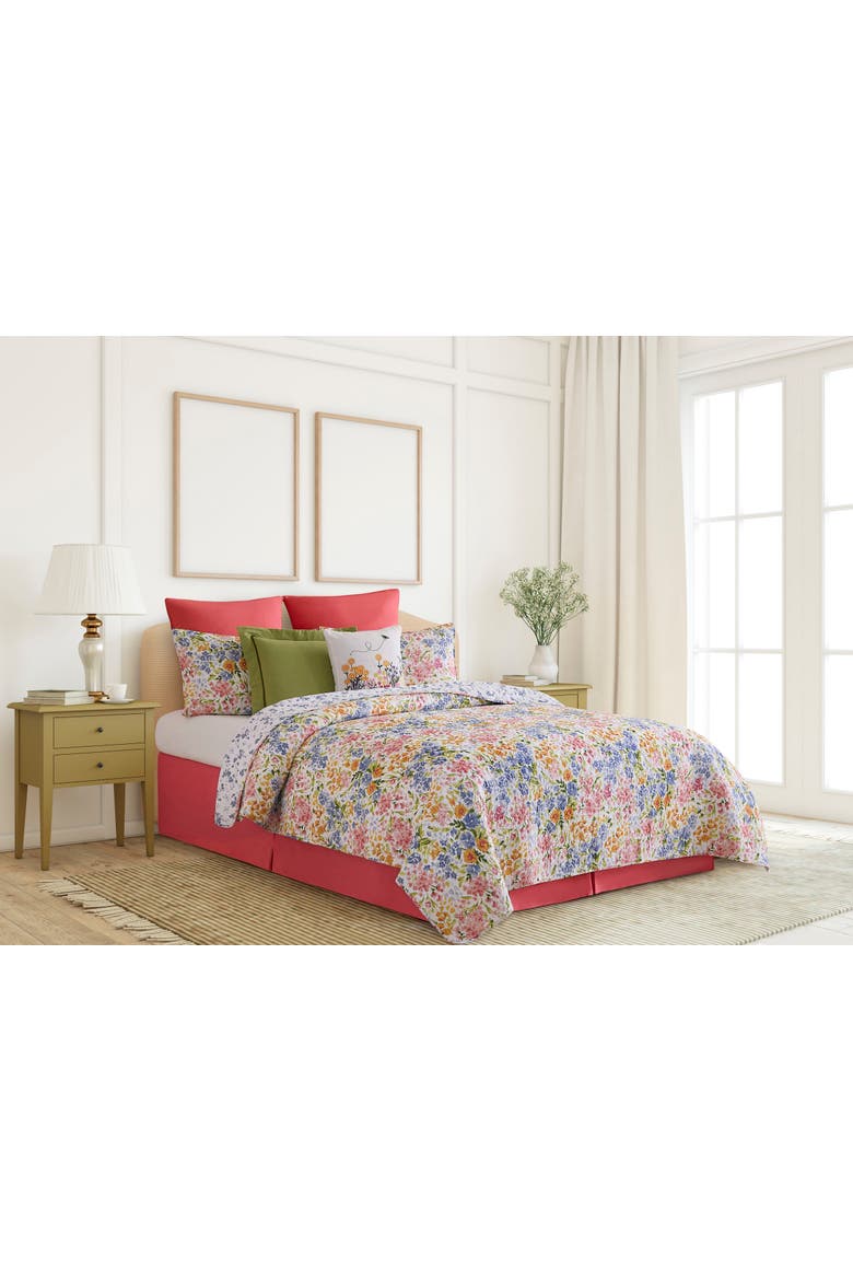 Florian Watercolor Bedding Quilt Collection, Main, color, Pink