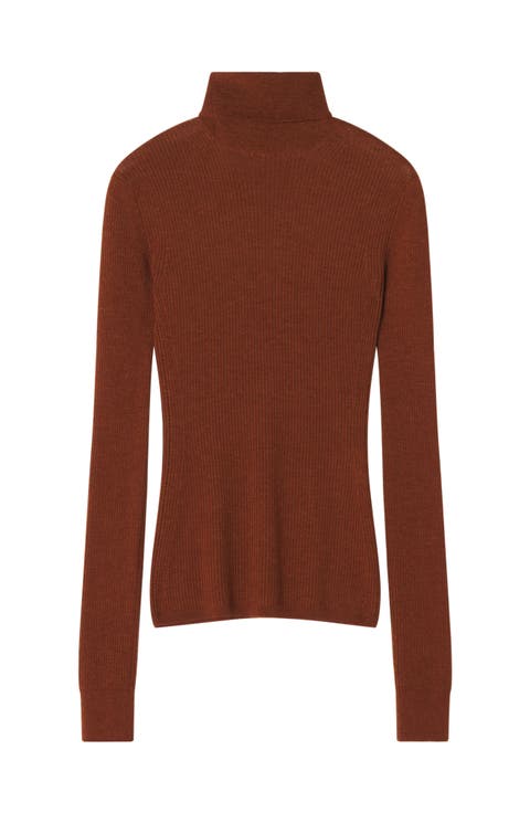 Merino Wool And Silk Turtleneck Sweater