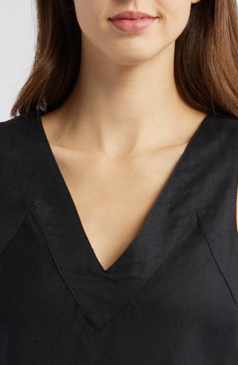 DKNY Asymmetric Sleeveless Linen Dress, Alternate, color, 