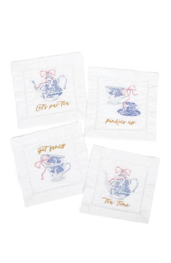 8 Oak Lane Embroidered High Tea Set Of 4 Cocktail Napkins
