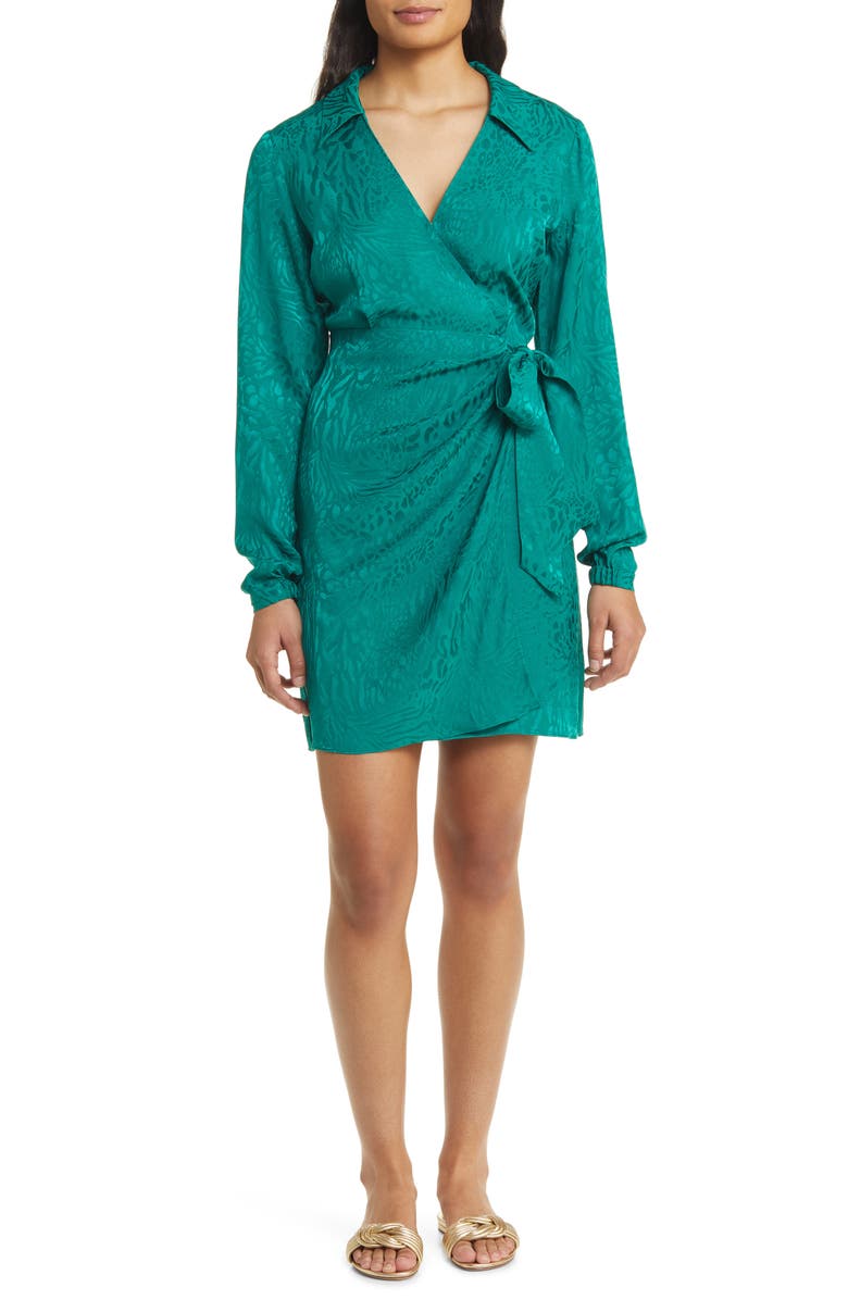 Lilly Pulitzer<sup>®</sup> Nicolina Animal Jacquard Long Sleeve Wrap Dress, Main, color,