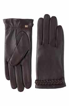 Bruno Magli Braided Cuff Leather Gloves
