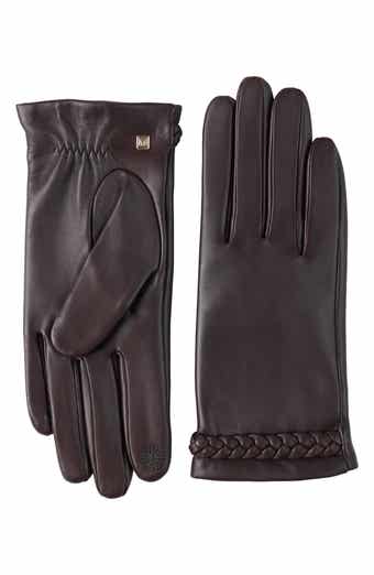 Bruno Magli Braided Cuff Leather Gloves