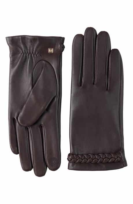 Bruno Magli Braided Cuff Leather Gloves
