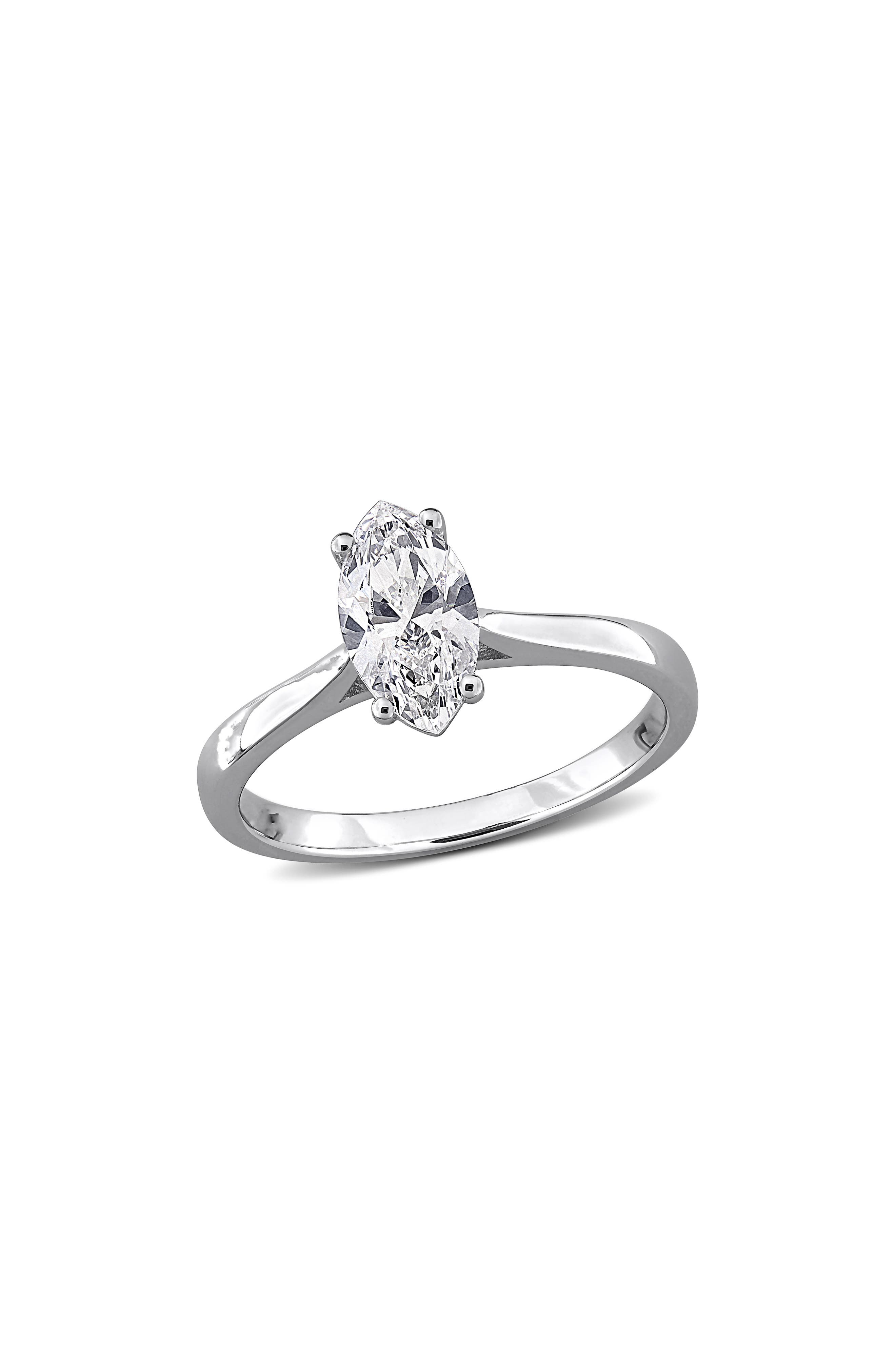 Created Forever Sterling Silver Marquise Lab Grown Diamond Ring