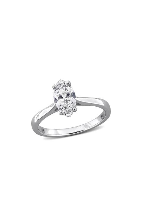 Sterling Silver Marquise Lab Grown Diamond Ring