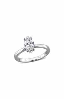 Created Forever Sterling Silver Marquise Lab Grown Diamond Ring