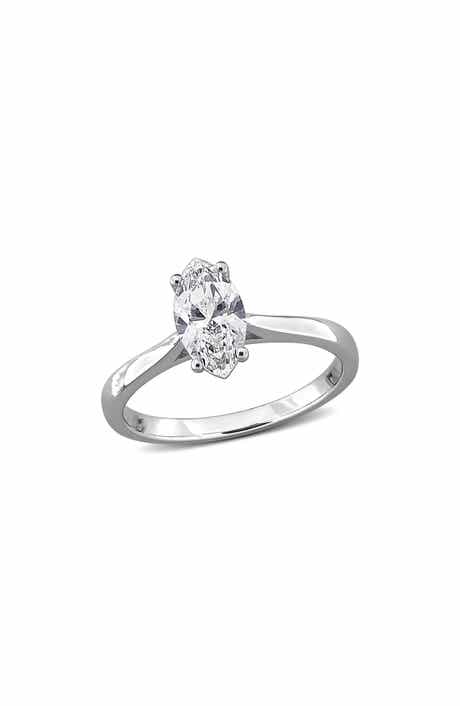 Created Forever Sterling Silver Marquise Lab Grown Diamond Ring